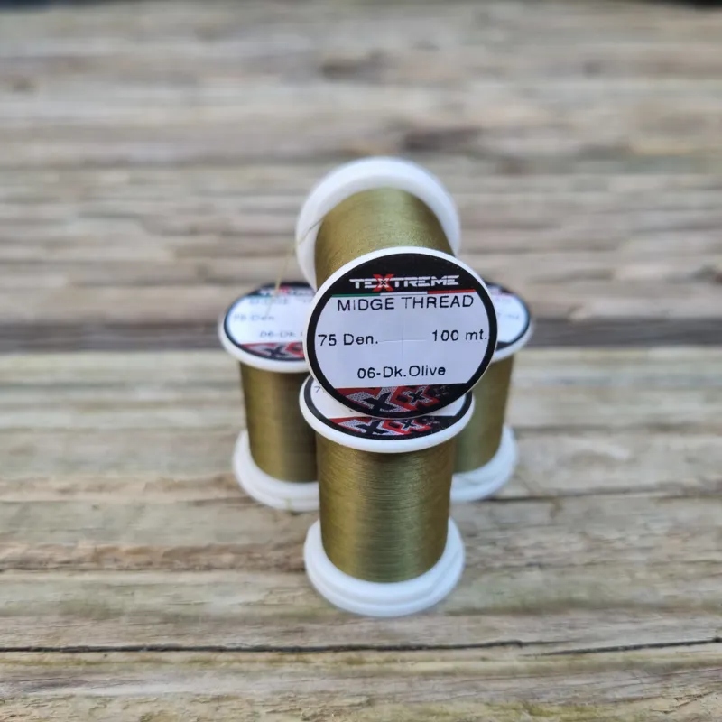 TEXTREME Midge Tying Thread 75dn in 06-Dark Olive-1